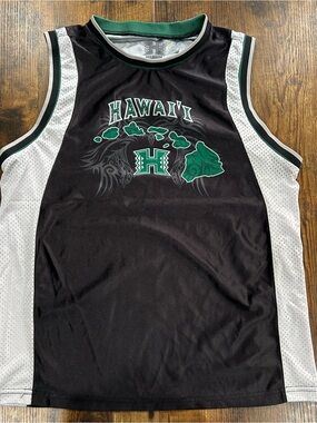NWT Hawaii Warriors Basketball Jersey Size M Black Green Sleeveless Athletic Top